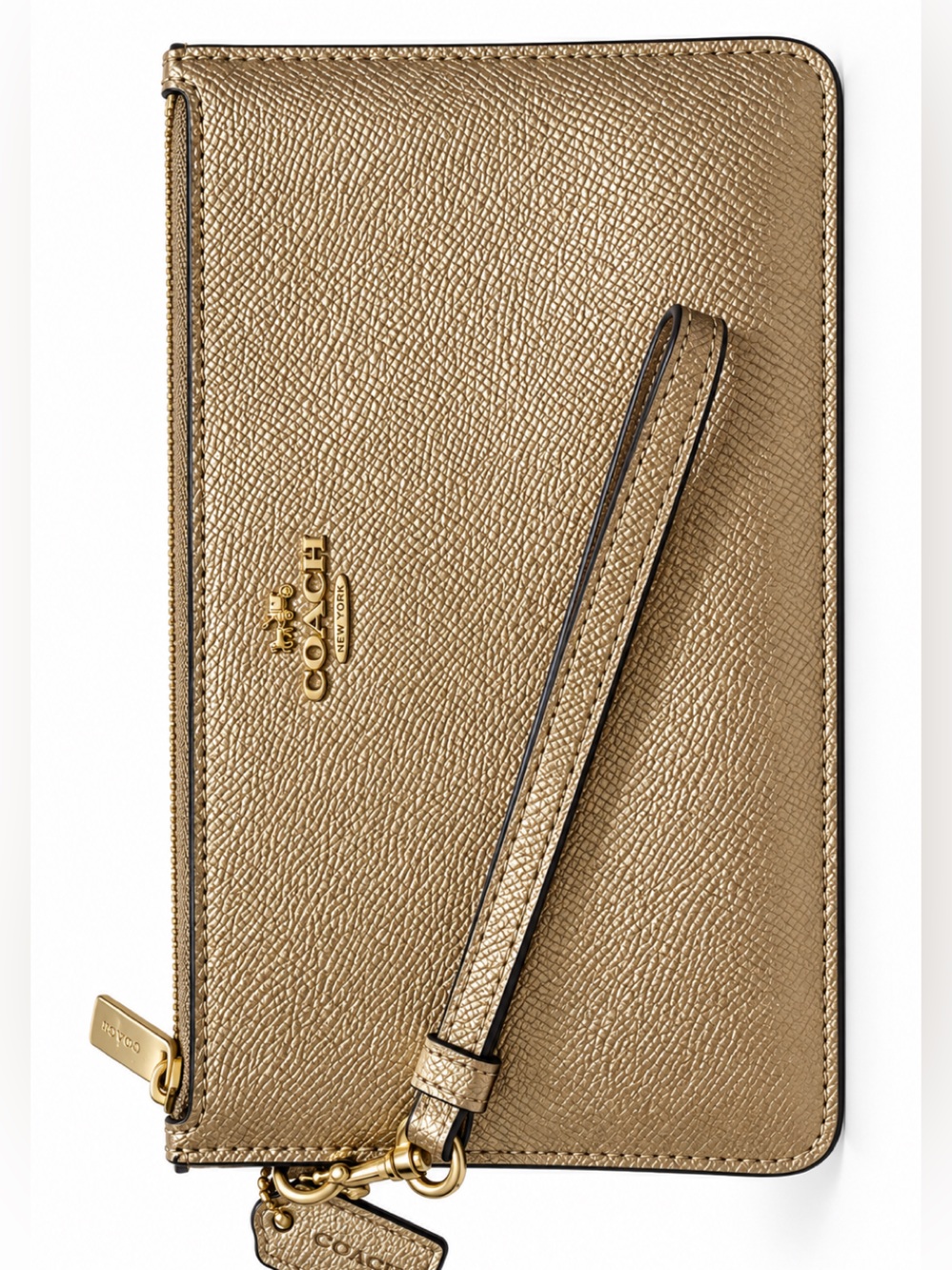 Coach Metallic Bronze Wristlet with Gold Hardware